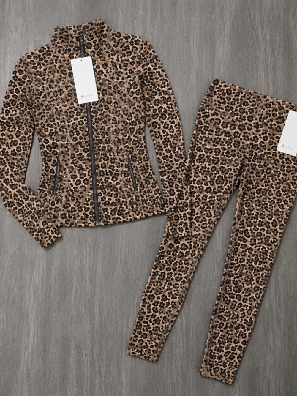 Lululemon Leopard Print Define Jacket and Align Leggings Set